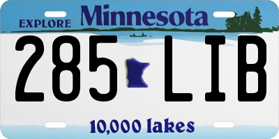 MN license plate 285LIB