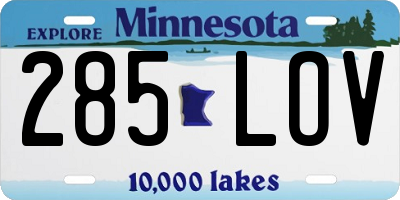 MN license plate 285LOV