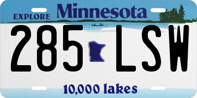 MN license plate 285LSW