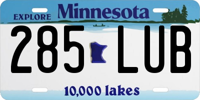 MN license plate 285LUB