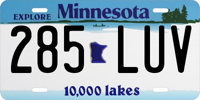 MN license plate 285LUV