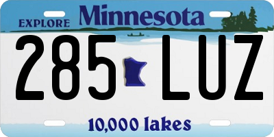 MN license plate 285LUZ