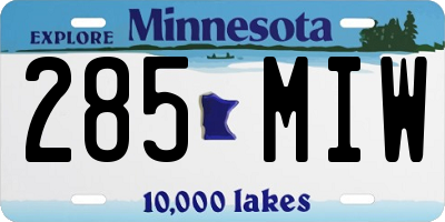 MN license plate 285MIW