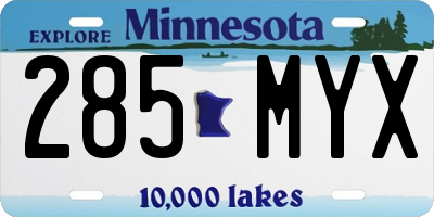 MN license plate 285MYX