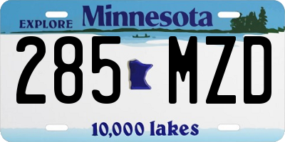 MN license plate 285MZD