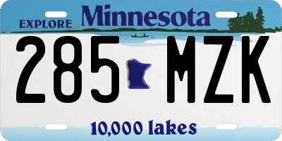 MN license plate 285MZK