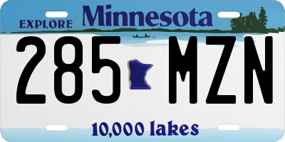 MN license plate 285MZN