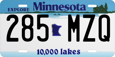 MN license plate 285MZQ