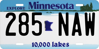 MN license plate 285NAW
