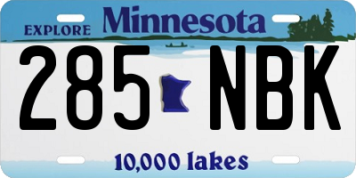 MN license plate 285NBK