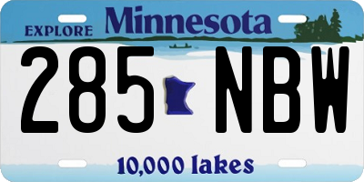 MN license plate 285NBW