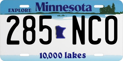 MN license plate 285NCO