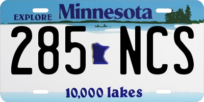 MN license plate 285NCS