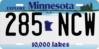 MN license plate 285NCW