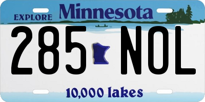 MN license plate 285NOL