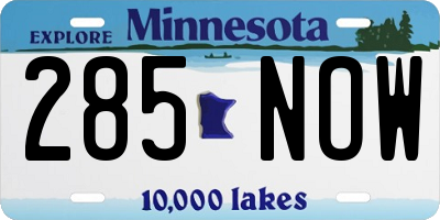 MN license plate 285NOW