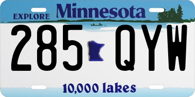 MN license plate 285QYW