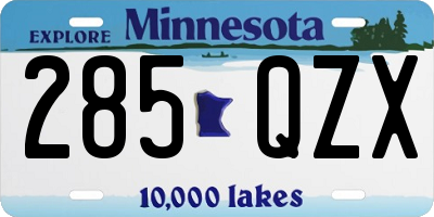MN license plate 285QZX