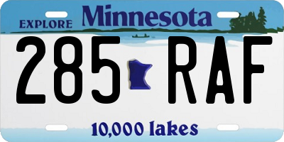 MN license plate 285RAF