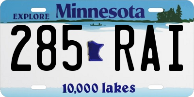 MN license plate 285RAI