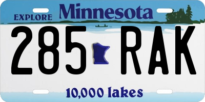 MN license plate 285RAK
