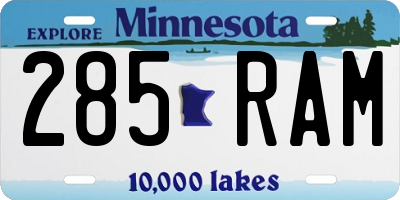 MN license plate 285RAM