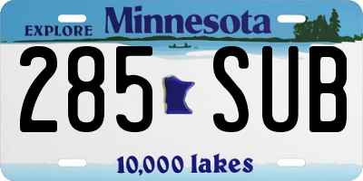 MN license plate 285SUB