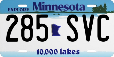 MN license plate 285SVC