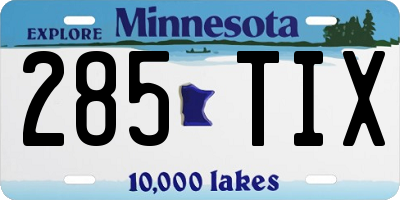 MN license plate 285TIX