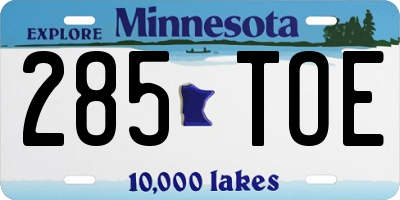 MN license plate 285TOE