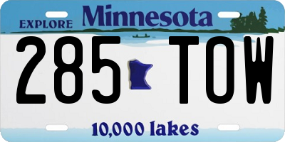 MN license plate 285TOW