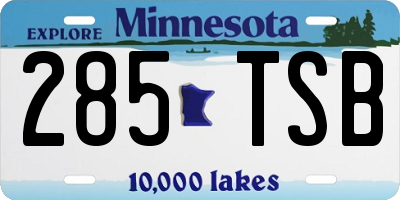 MN license plate 285TSB