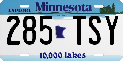 MN license plate 285TSY