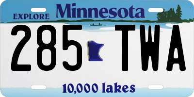 MN license plate 285TWA