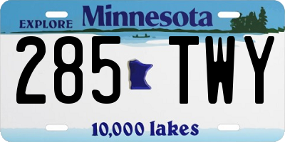 MN license plate 285TWY