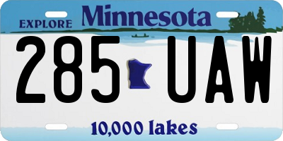 MN license plate 285UAW
