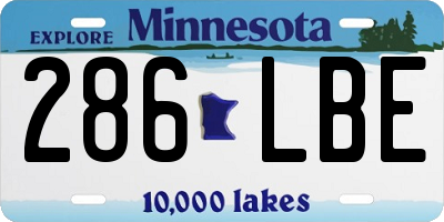 MN license plate 286LBE