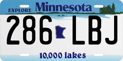 MN license plate 286LBJ