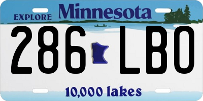 MN license plate 286LBO