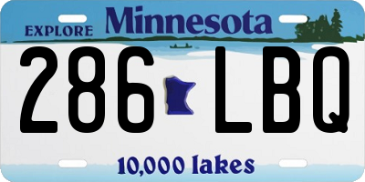 MN license plate 286LBQ