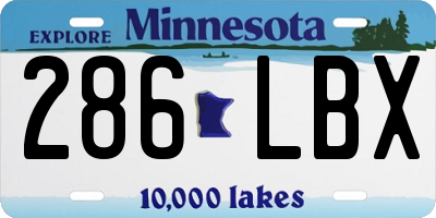 MN license plate 286LBX