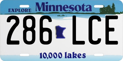 MN license plate 286LCE