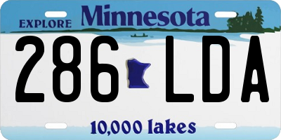 MN license plate 286LDA