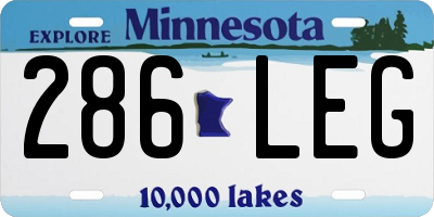 MN license plate 286LEG