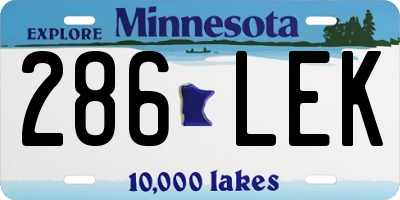 MN license plate 286LEK
