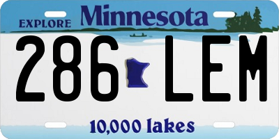 MN license plate 286LEM