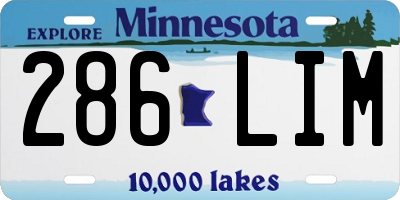 MN license plate 286LIM