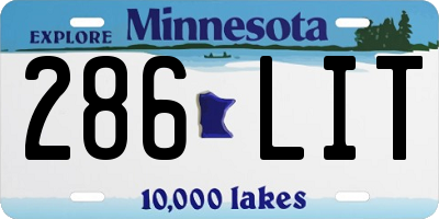 MN license plate 286LIT
