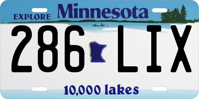 MN license plate 286LIX