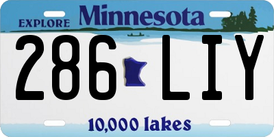 MN license plate 286LIY